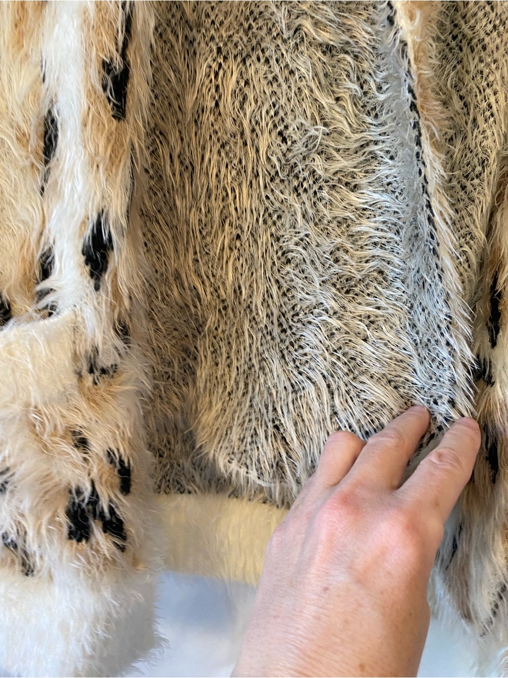 Mink Pink Zippora Cream Animal Print Wrap Sweater Cardigan SM Leopard Print Cozy - Picture 7 of 17